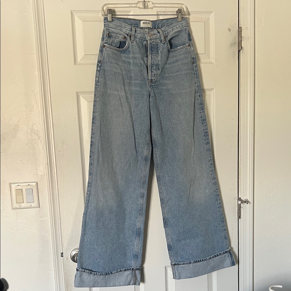 Agolde Light Blue Wide Leg Flare Jeans